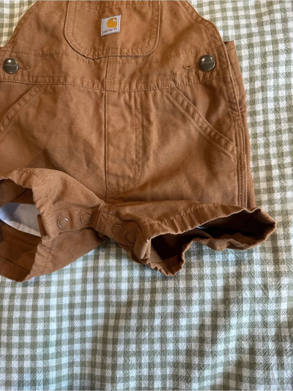 Carhartt Rust Brown Kids Short Overalls with Adjustable Straps